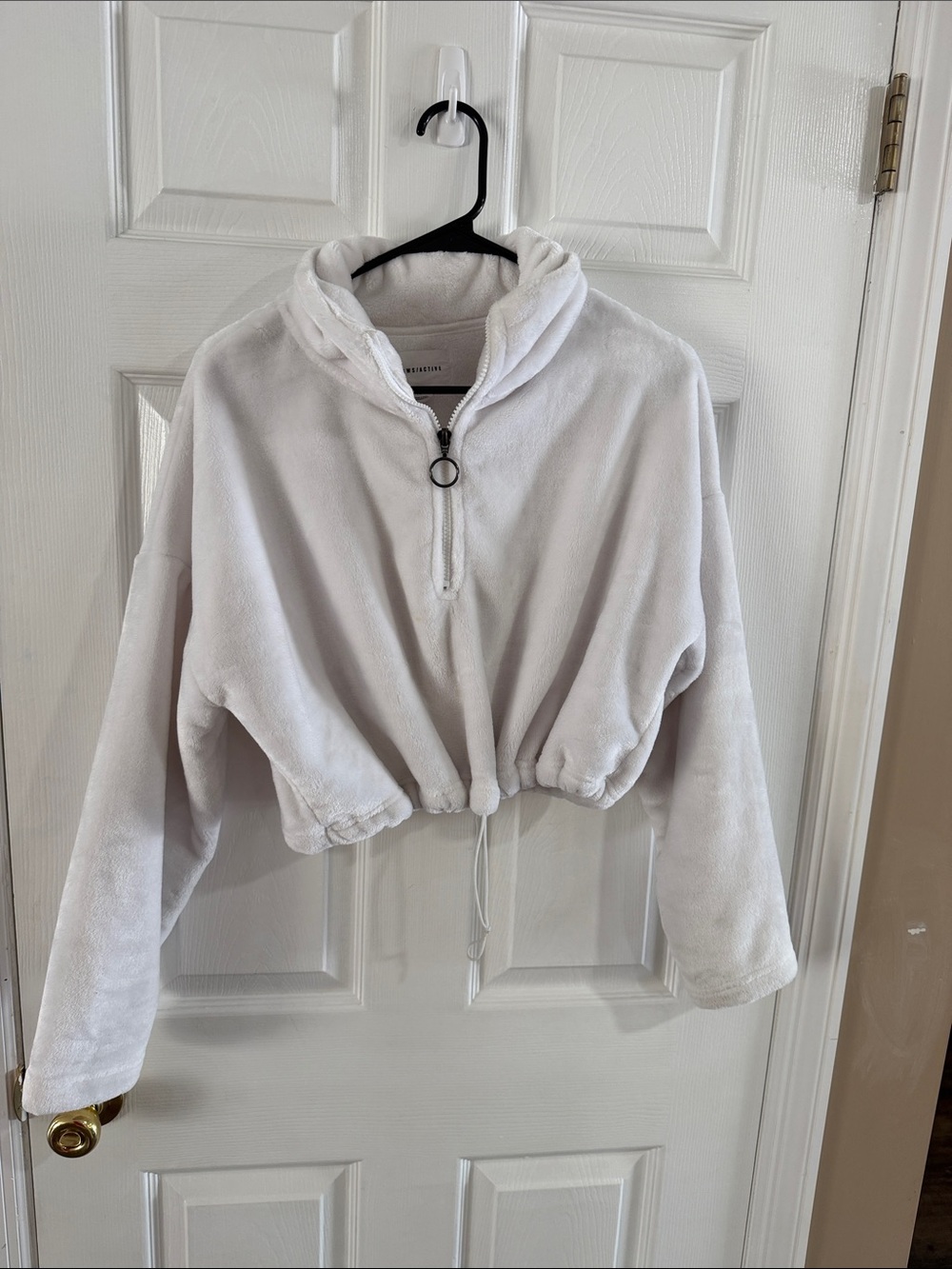 Cropped Teddy Pullover Jacket - White
